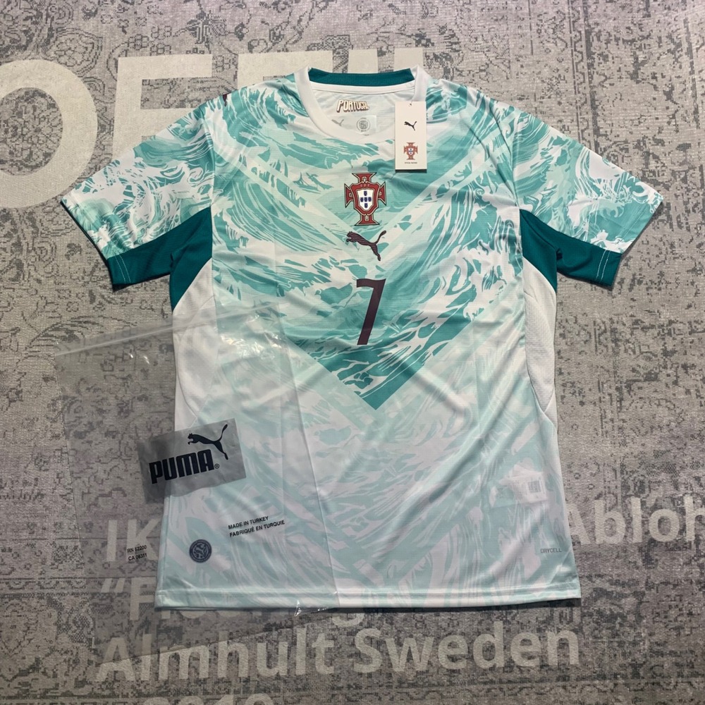 Puma Portugal Ronaldo 7 Jersey Mens Large Teal White NWT Soccer Futbol Top